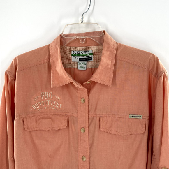 Ex Officio Buzz Off Womens Fishing Hiking Shirt Button Front Vented Sz XL Orange - Picture 11 of 14